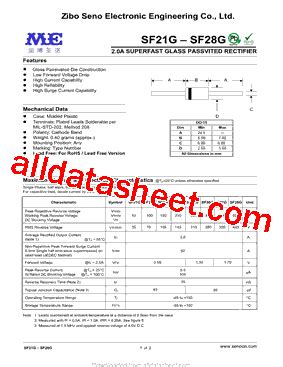 SF21G Datasheet PDF Zibo Seno Electronic Engineering Co Ltd