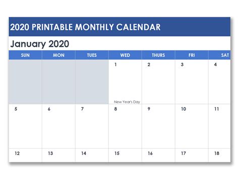 Excel Of 2020 Printable Monthly Calendarxlsx Wps Free Templates