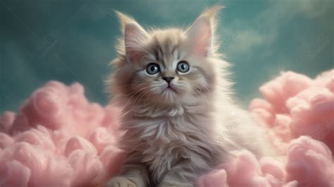 Cute Kitten In Pink Colored Clouds Wallpaper The Colorful Cloud