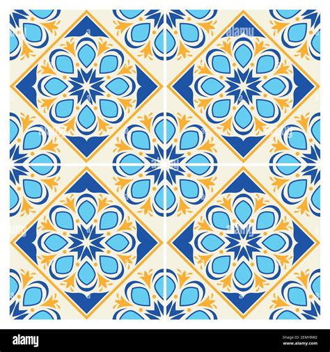 white and blue art italian style ceramic pattern background vector ...