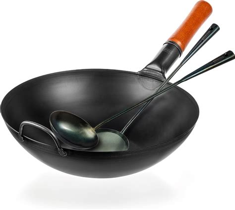 Amazon Yosukata Carbon Steel Flat Bottom Wok Pan With Pre