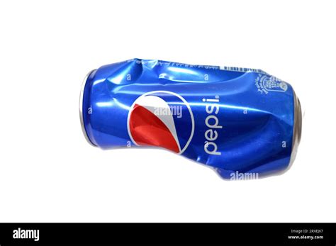 Cairo Egypt September 19 2023 Crushed Dented Pepsi Can Cola Flavor