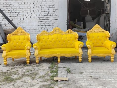 Yellow 5 Seater Maharaja Wedding Sofa Set Rexin At Rs 3600 Piece In