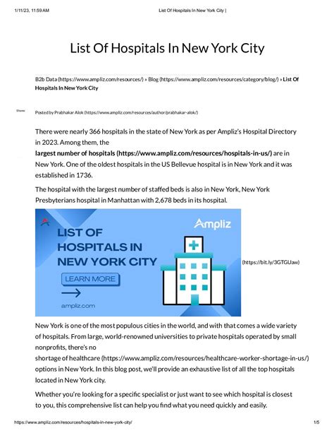 List of hospitals in new york city – Artofit