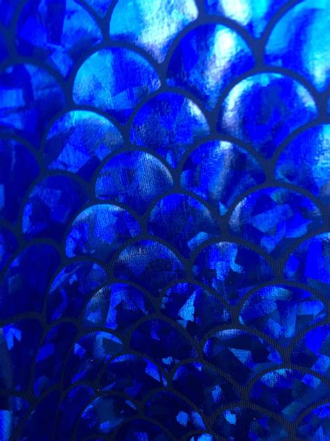 Way Stretch Black Royalblue Mermaid Fish Scales Spandex Foil Etsy