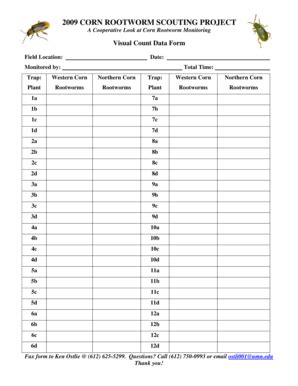 Fillable Online Extension Umn 2009 Visual Count Form 48 Plant 26kb PDF