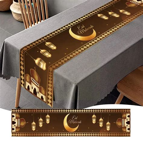 Ramadan Decoration Table Runner EID Mubarak Tablecloth Ramadan Islamic