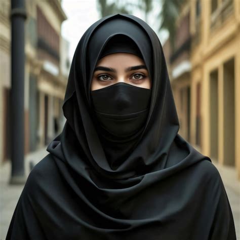 Uma Menina Mu Ulmana Um Hijab Preto E Niqab Foto Premium