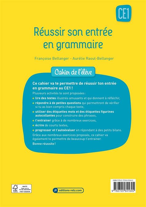 Réussir Son Entrée En Grammaire Ce1 Cahier De Lélève Ouvrage