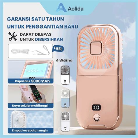 Jual Aolida Kipas Angin Portable Mini Type C USB LED Menunjukkan Lipat