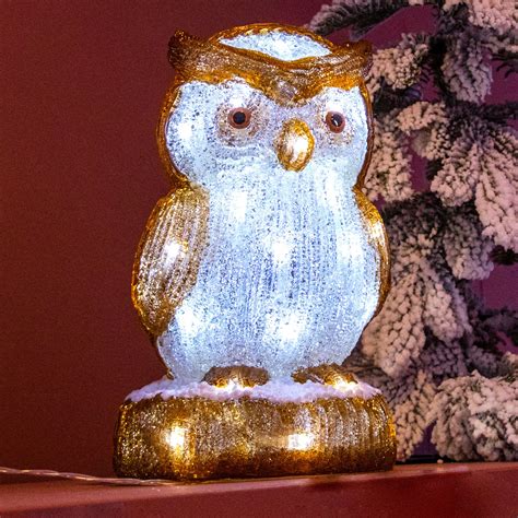 Hibou Lumineux Piles Led H Cm Juliette Blanc Froid