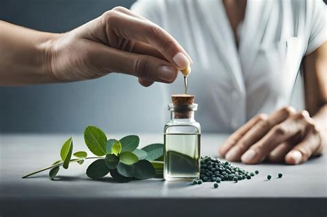 Premium Photo A Woman Is Pouring Olive Oil Into A Small Bottle