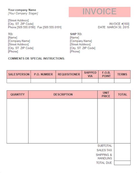 Fta Tax Invoice Sample Luxury Template Word Doc In Tax Invoice Template