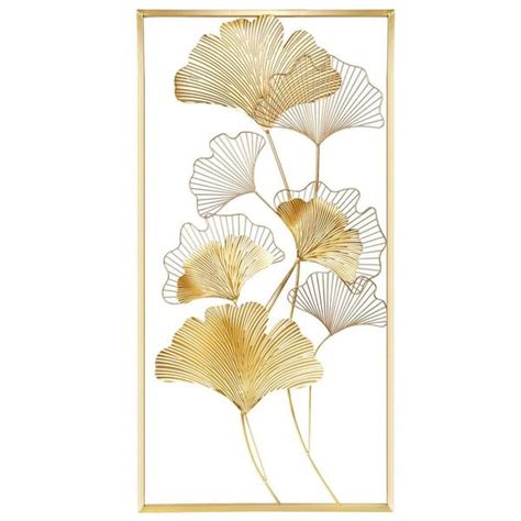 Metal Wall Decor 39 In X 20 In Gold Ginkgo Leaf Wall Hanging Decor