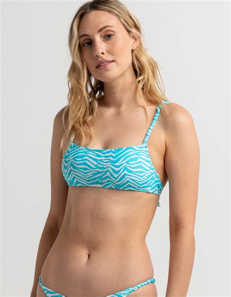 Full Tilt Square Neck Bralette Bikini Top Blue Combo Tillys