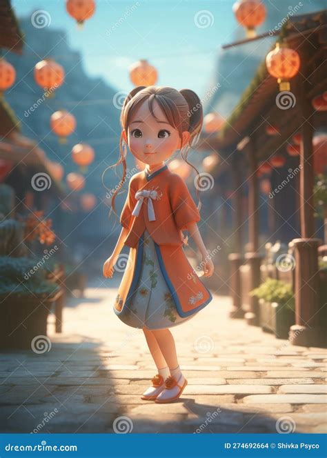 Little Girl Princess Cartoon Style Generative AI Stock Illustration - Illustration of fashion ...