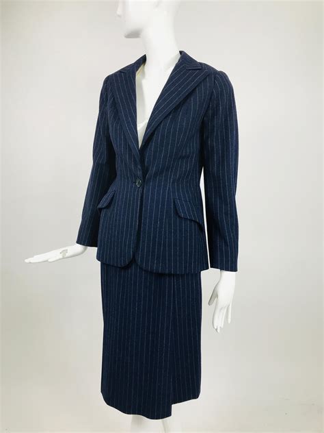 Vintage Maggy Rouff Couture Pin Stripe Skirt Suit Early S For Sale