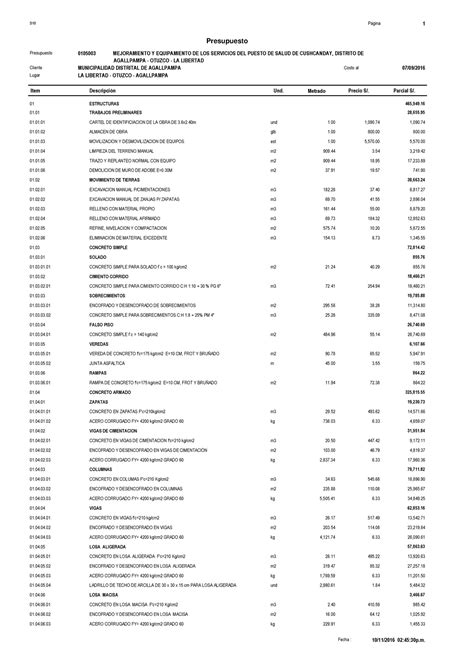 S Ejemplo De Presupuesto De Obra Por Contrata Presupuesto