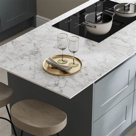 Howdens 3m X 12 5mm Square Edge Deep Veined White Marble Effect Compact Laminate Worktop Howdens