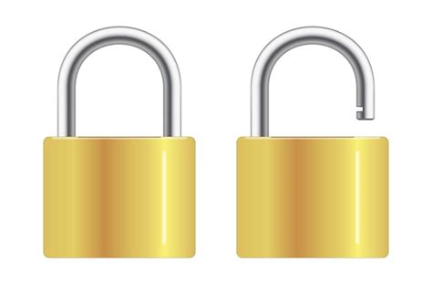 Premium Vector Locked And Unlocked Padlock Realistic Set Of Golden