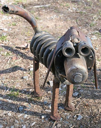 Piddle Pooch Front View Rusty Relics Metal Art Scrap Metal Art