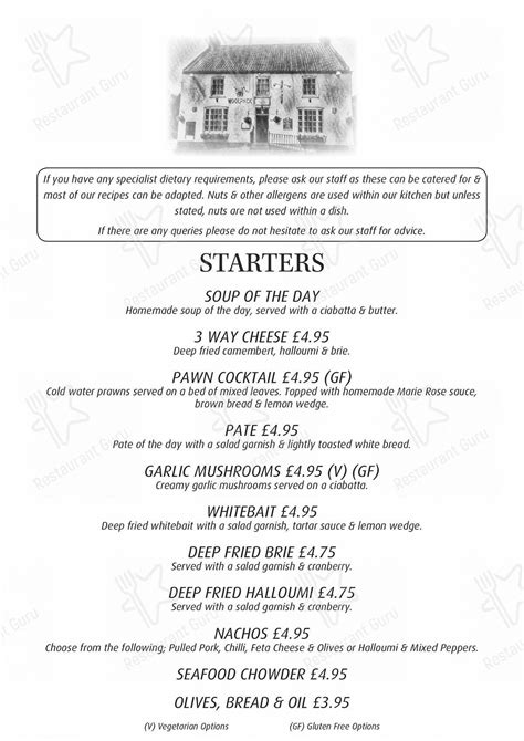 Menu at Woolpack Inn pub & bar, Louth