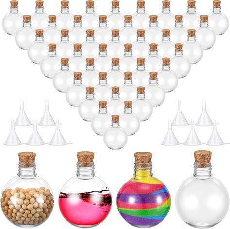 48 Pcs Plastic Sand Art Bottles With Caps 3 4 Oz Round Potion Bottles