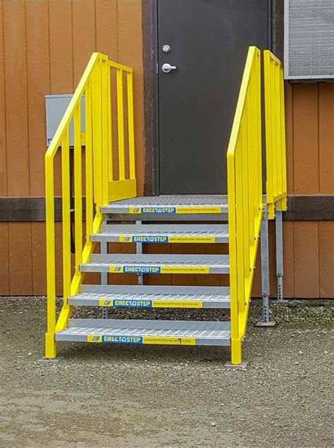 Portable Stairs With Handrail / Portable Stairs Prefab Ibc Osha Options In Stock Erectastep ...