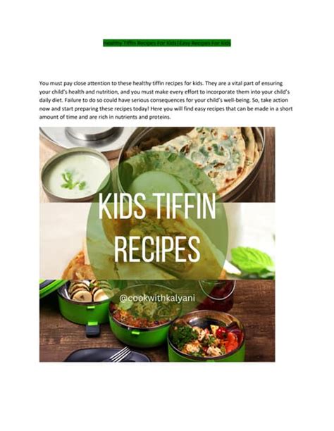 Kids Tiffin Recipes Pdf