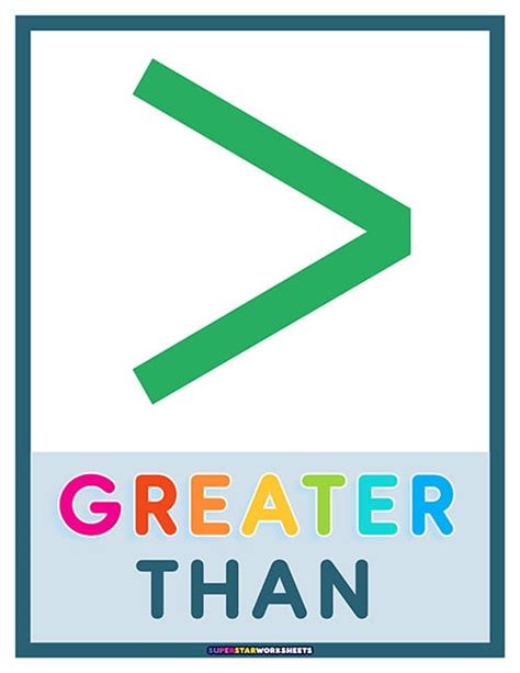 Greater Than Sign & Less Than Sign - Superstar Worksheets