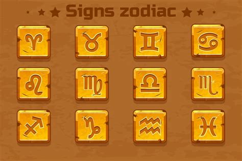 Premium Vector Golden Zodiac Signs Icons