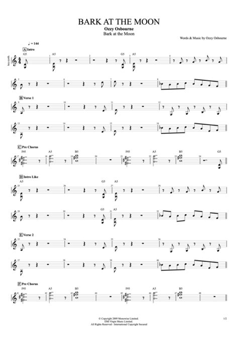 Bark at the Moon Tab by Ozzy Osbourne (Guitar Pro) - Full Score ...