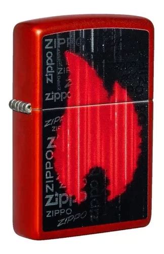 Encendedor Zippo Flame Design Negro Rojo Zp49584 Cuotas sin interés