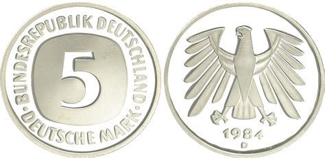 Deutschland Bundesrepublik 5 Mark 5 DM Kursmünze 1984 D TOP Erhaltung