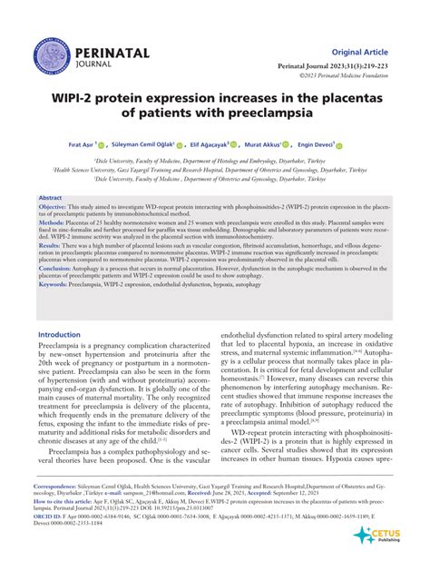 PDF WIPI 2 Protein Expression Increases In The Placentas Of Patients