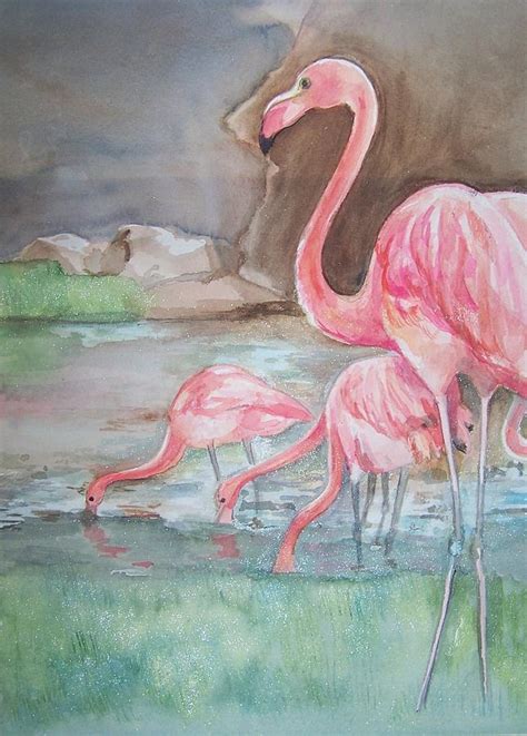 Flamingos Painting By Jane Hanson Fine Art America