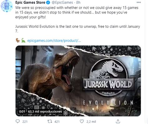 ¡ya Puedes Descargar Gratis Jurassic World Evolution Para Pc Desde Epic Games Store