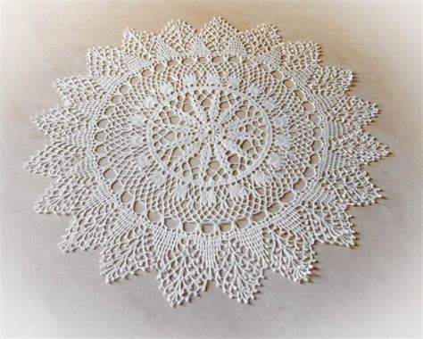 Large Lace Doily White Elegant Crochet Doilies Table Etsy