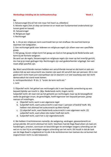 Werkcollege Inleiding Tot De Rechtswetenschappen I Fatsoensregel