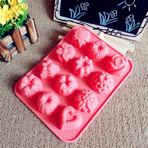 WANGJIAOID 12 DIY Molds With Different Flower-Shaped Silicone Mooncake Molds Stainless Steel ...