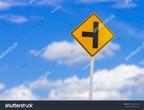 traffic sign intersection threeway junction road stock photo