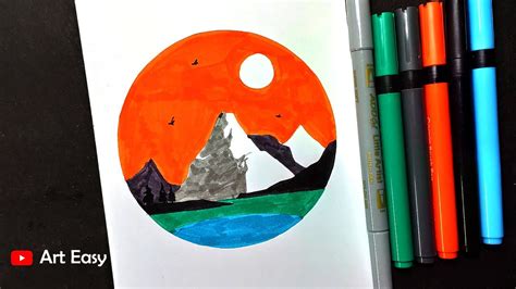 Hillscape Drawing With Brush Pen Very Easy Youtube