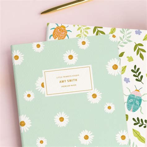 A Daisy Floral Notebook Personalised Botanical Notebook Ruled Pages