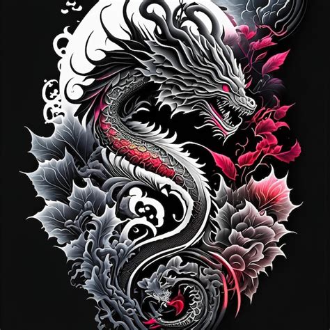 Premium AI Image | Stylish dragon tattoo design Generative AI