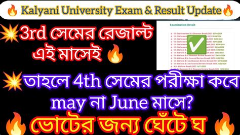 Kalyani University 4th Semester Exam Date 2024 Kalyani University 3rd