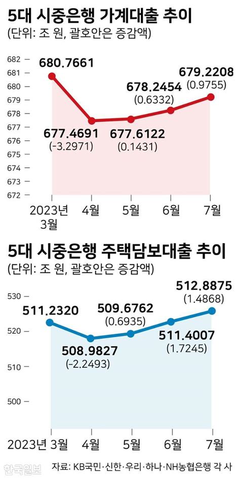 5대 은행 가계대출 3개월 연속 증가 타이트한 관리 필요 한국일보