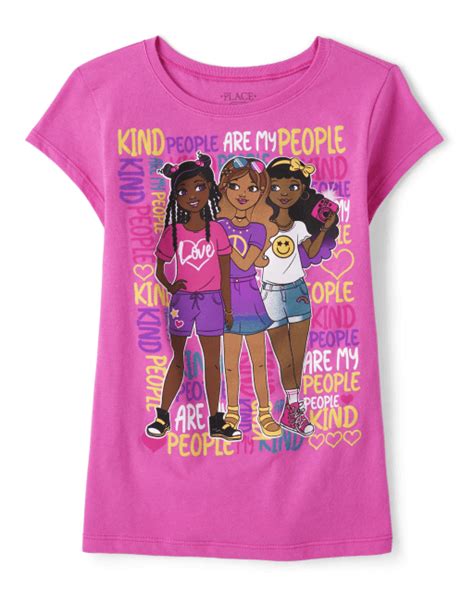 Girls Short Sleeve Girl Graphic Tee | The Children's Place - PINK SUMMER