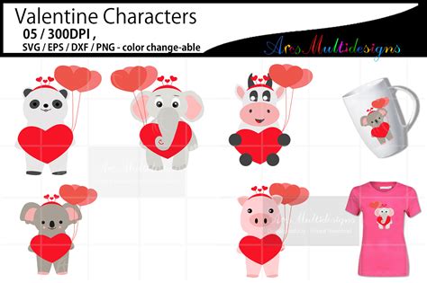 Valentine cute cartoon characters By ArcsMultidesignsShop | TheHungryJPEG