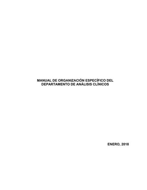 Manual de Organización Específico del Departamento de Análisis Clínicos