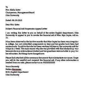 sample appeal letter template mous syusa